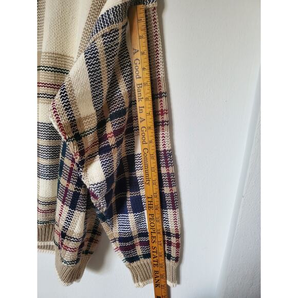 VTG 90s Cotton Traders Knit Mens Size M Multicolor Stripes Grandpa Cosby Sweater - Picture 11 of 12